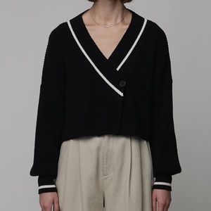 Medium Oak and Fort navy cardigan - cropped